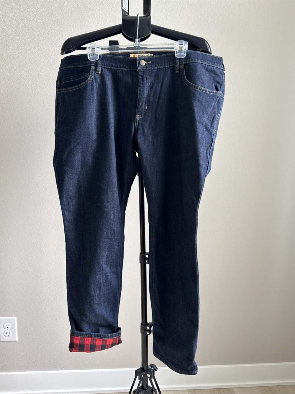 Carhartt Women’s Lined Jeans Flannel Size 18 Original Fit Straight Leg